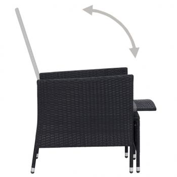 3-tlg. Garten-Lounge-Set mit Kissen Poly-Rattan Schwarz