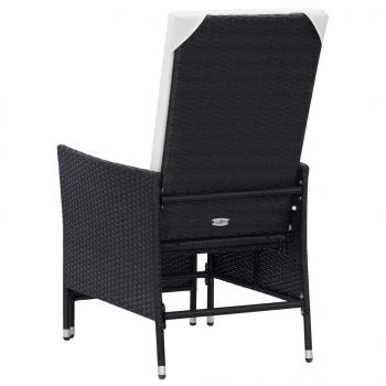 3-tlg. Garten-Lounge-Set mit Kissen Poly-Rattan Schwarz