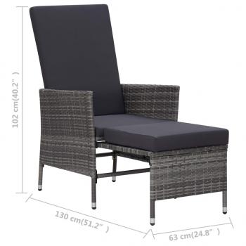 3-tlg. Garten-Lounge-Set mit Kissen Poly Rattan Grau