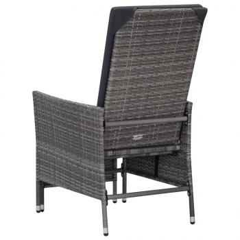 3-tlg. Garten-Lounge-Set mit Kissen Poly Rattan Grau