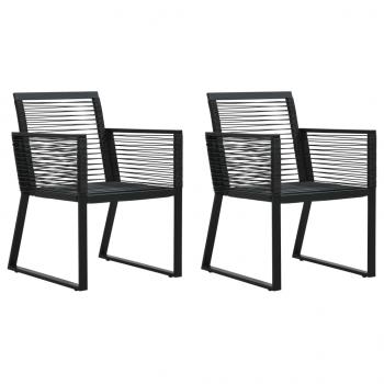 3-tlg. Garten-Essgruppe PVC Rattan Schwarz