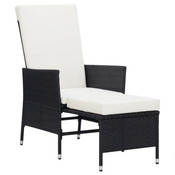 2-tlg. Garten-Lounge-Set mit Kissen Poly Rattan Schwarz