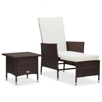 ARDEBO.de - 2-tlg. Garten-Lounge-Set mit Kissen Poly Rattan Braun