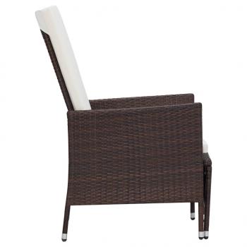 2-tlg. Garten-Lounge-Set mit Kissen Poly Rattan Braun