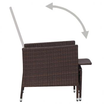 2-tlg. Garten-Lounge-Set mit Kissen Poly Rattan Braun