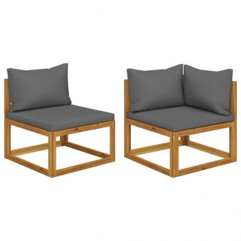 ARDEBO.de - 2-tlg. Sofa-Set mit dunkelgrauen Kissen Akazie Massivholz