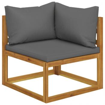 2-tlg. Sofa-Set mit dunkelgrauen Kissen Akazie Massivholz