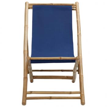 Liegestuhl Bambus und Canvas Marineblau