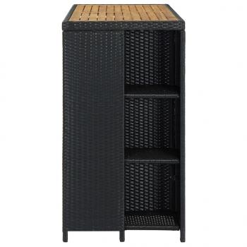 Bartisch mit Regal Schwarz 120x60x110 cm Poly Rattan