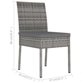 Garten-Essstühle 2 Stk. Poly Rattan Grau