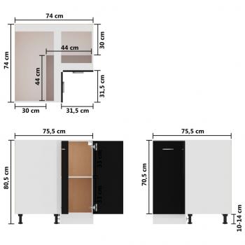 Eckunterschrank Schwarz 75,5x75,5x81,5 cm Holzwerkstoff