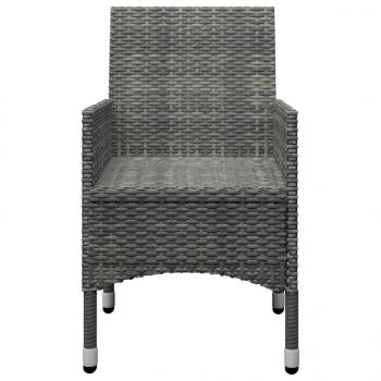 3-tlg. Bistro-Set Poly Rattan und Hartglas Grau 