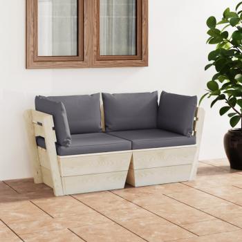 ARDEBO.de - Garten-Palettensofa 2-Sitzer mit Kissen Fichtenholz