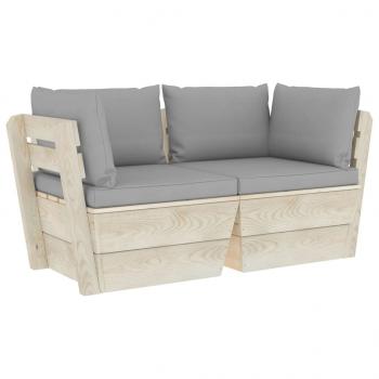 Garten-Palettensofa 2-Sitzer mit Kissen Fichtenholz