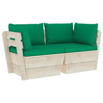 Garten-Palettensofa 2-Sitzer mit Kissen Fichtenholz