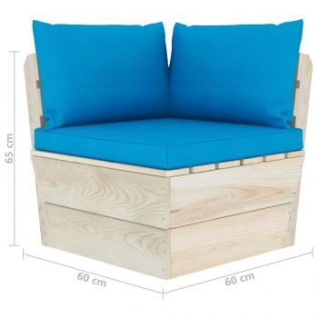 Garten-Palettensofa 3-Sitzer mit Kissen Fichtenholz