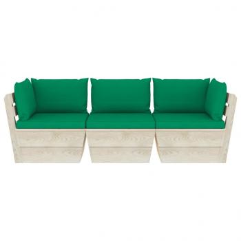 Garten-Palettensofa 3-Sitzer mit Kissen Fichtenholz