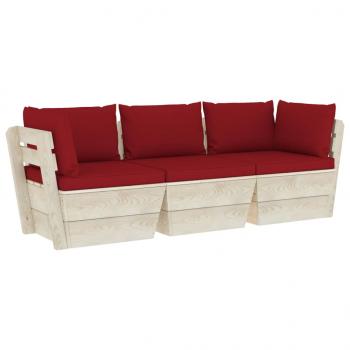 Garten-Palettensofa 3-Sitzer mit Kissen Fichtenholz