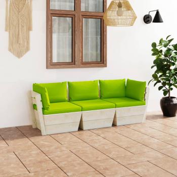 ARDEBO.de - Garten-Palettensofa 3-Sitzer mit Kissen Fichtenholz