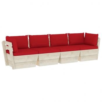 Garten-Palettensofa 4-Sitzer mit Kissen Fichtenholz