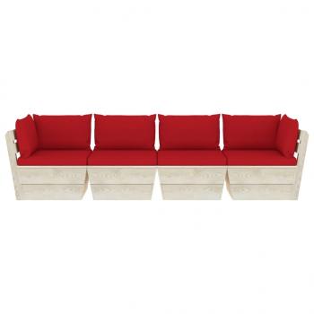 Garten-Palettensofa 4-Sitzer mit Kissen Fichtenholz