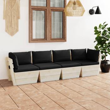 ARDEBO.de - Garten-Palettensofa 4-Sitzer mit Kissen Fichtenholz