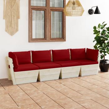 ARDEBO.de - Garten-Palettensofa 4-Sitzer mit Kissen Fichtenholz