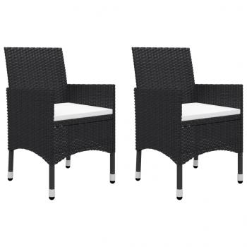 3-tlg. Bistro-Set Poly Rattan und Hartglas Schwarz 