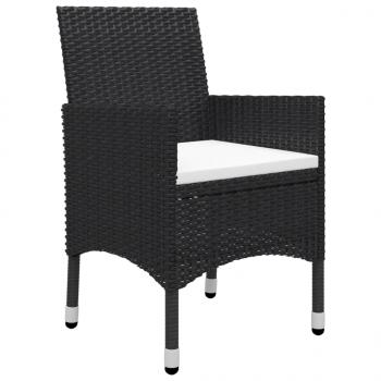 3-tlg. Bistro-Set Poly Rattan und Hartglas Schwarz 