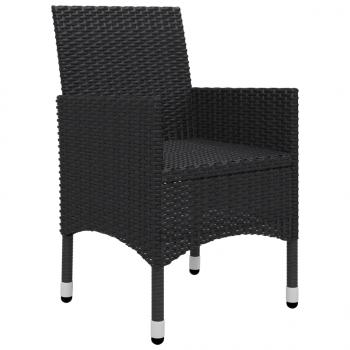 3-tlg. Bistro-Set Poly Rattan und Hartglas Schwarz 