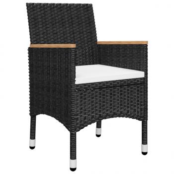 3-tlg. Bistro-Set Poly Rattan und Akazienholz Schwarz