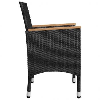 3-tlg. Bistro-Set Poly Rattan und Akazienholz Schwarz