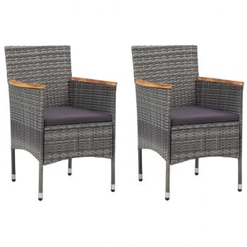 3-tlg. Bistro-Set Poly Rattan und Hartglas Grau