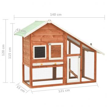Kaninchenstall 140x63x120 cm Tanne Massivholz 