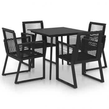 5-tlg. Garten-Essgruppe PVC Rattan Schwarz