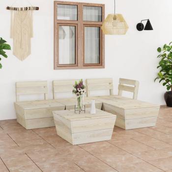 ARDEBO.de - 5-tlg. Garten-Paletten-Lounge-Set Imprägniertes Fichtenholz 