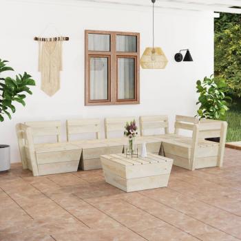 ARDEBO.de - 6-tlg. Garten-Paletten-Lounge-Set Imprägniertes Fichtenholz