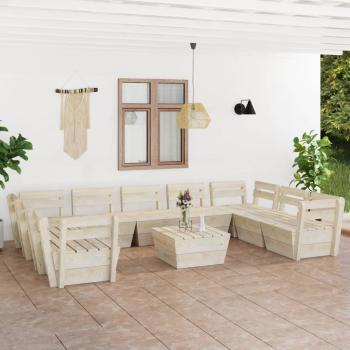 ARDEBO.de - 10-tlg. Garten-Paletten-Lounge-Set Imprägniertes Fichtenholz