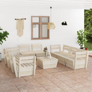 ARDEBO.de - 9-tlg. Garten-Paletten-Lounge-Set Imprägniertes Fichtenholz