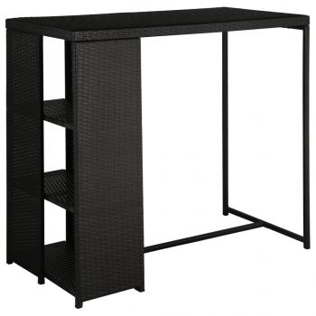 5-tlg. Gartenbar-Set mit Kissen Poly Rattan Schwarz