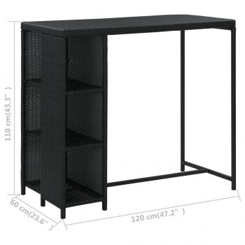 5-tlg. Gartenbar-Set mit Kissen Poly Rattan Schwarz