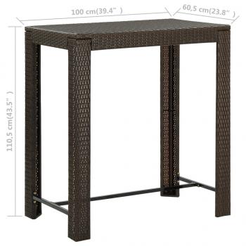 Garten-Bartisch Braun 100x60,5x110,5 cm Poly Rattan