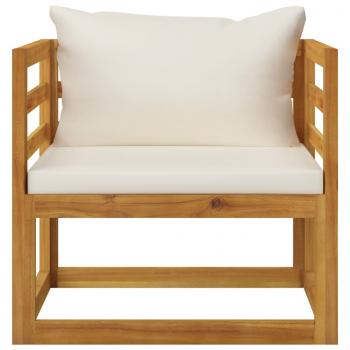 5-tlg. Garten-Lounge-Set mit Auflagen Creme Massivholz Akazie