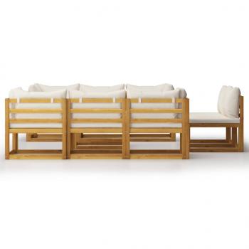 9-tlg. Garten-Lounge-Set mit Auflagen Creme Massivholz Akazie