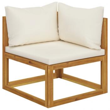 9-tlg. Garten-Lounge-Set mit Auflagen Creme Massivholz Akazie