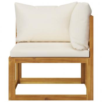 9-tlg. Garten-Lounge-Set mit Auflagen Creme Massivholz Akazie