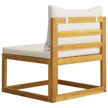 6-tlg. Garten-Lounge-Set mit Auflagen Creme Massivholz Akazie