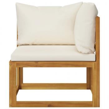 8-tlg. Garten-Lounge-Set mit Auflagen Creme Massivholz Akazie