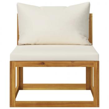 8-tlg. Garten-Lounge-Set mit Auflagen Creme Massivholz Akazie