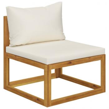 11-tlg. Garten-Lounge-Set mit Auflagen Creme Massivholz Akazie